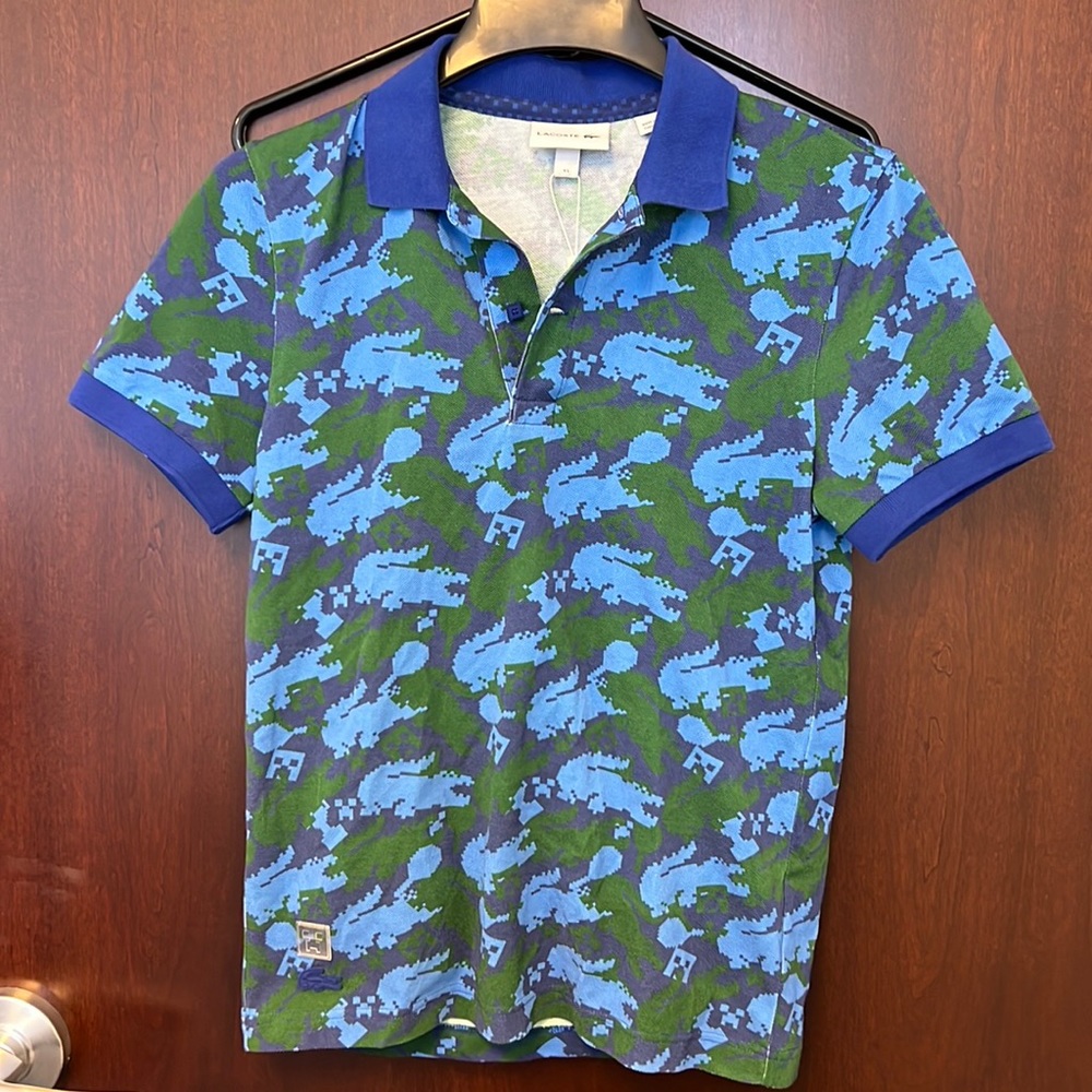 Unisex Lacoste x Minecraft Print Classic Fit Organic Cotton Polo